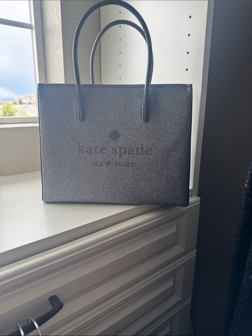 kate spade Blackish Blue Glitter Structured Tote